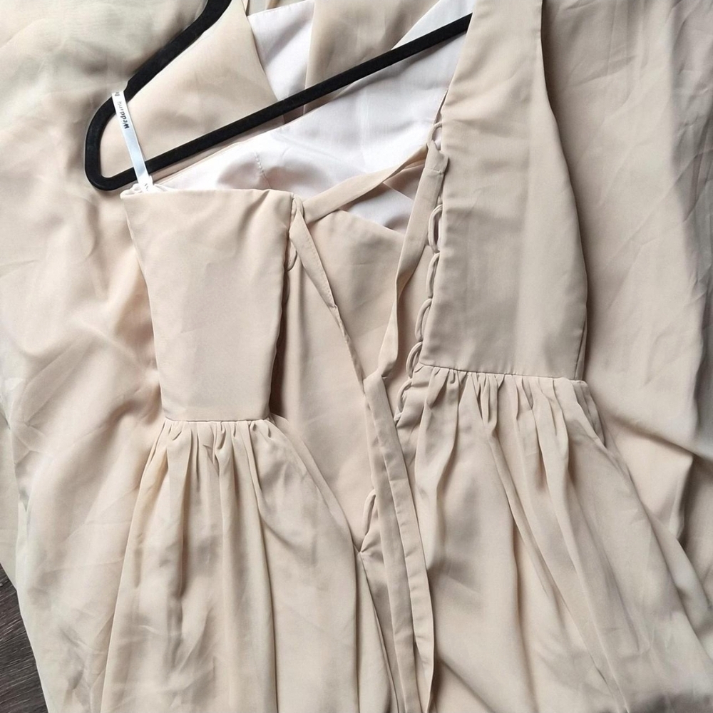 Elegant One-Shoulder Cream Dress - Picture 3 of 4